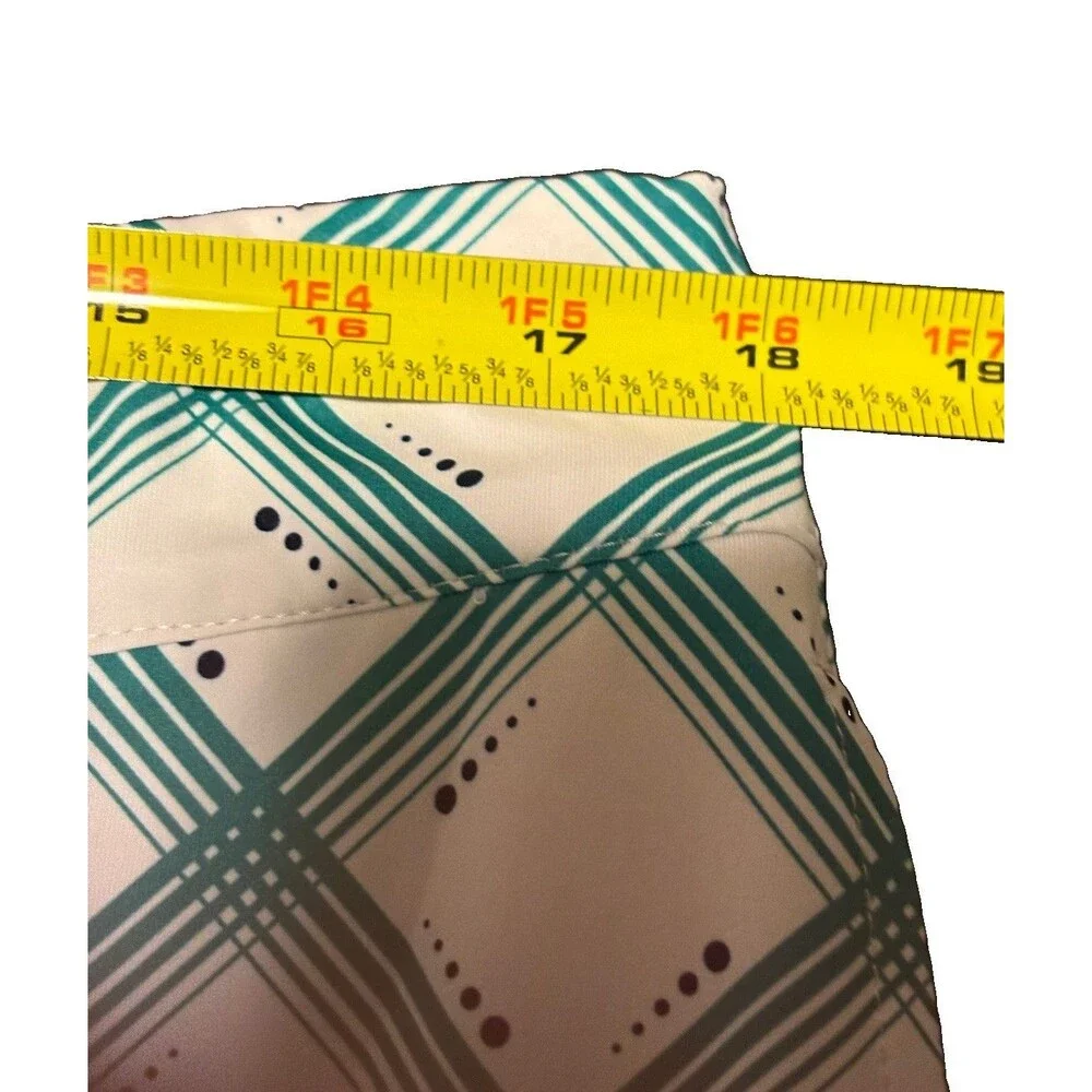 Lillie Green Golf Skort Women's Large Teal White Plaid Diamond Pleated Athletic